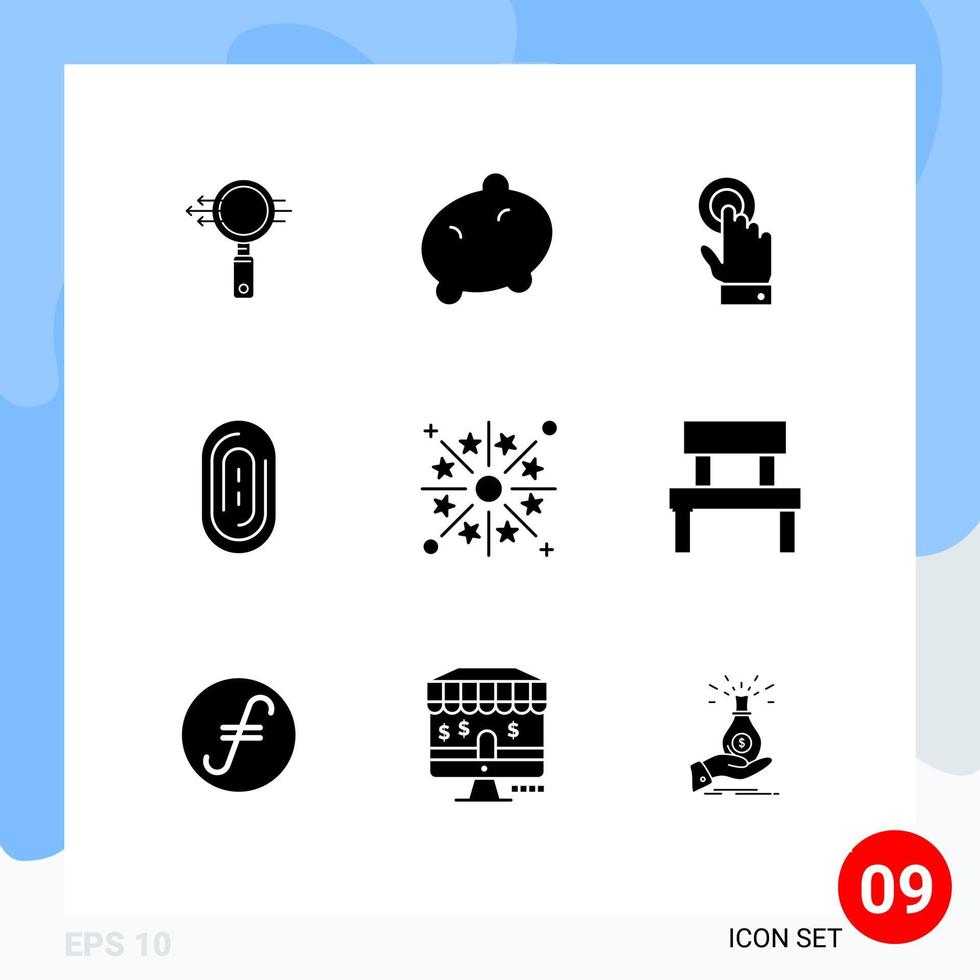 9 Solid Glyph concept for Websites Mobile and Apps holiday festivity touchscreen celebration fingerprint Editable Vector Design Elements