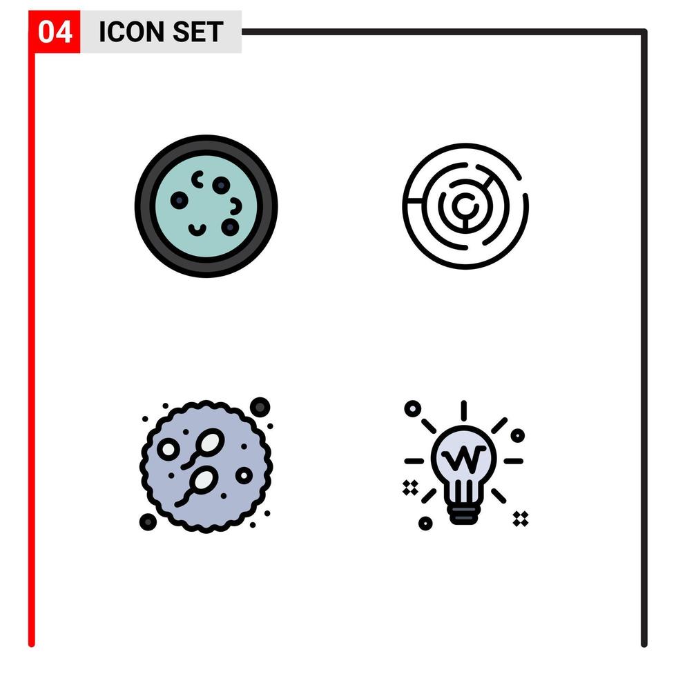 Set of 4 Modern UI Icons Symbols Signs for bacteria point laboratory arrow baby Editable Vector Design Elements