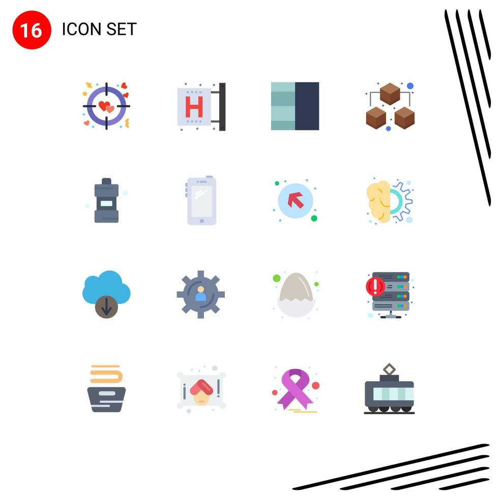 Universal Icon Symbols Group of 16 Modern Flat Colors of phone cleaning grid cleaner sharing Editable Pack of Creative Vector Design Elements