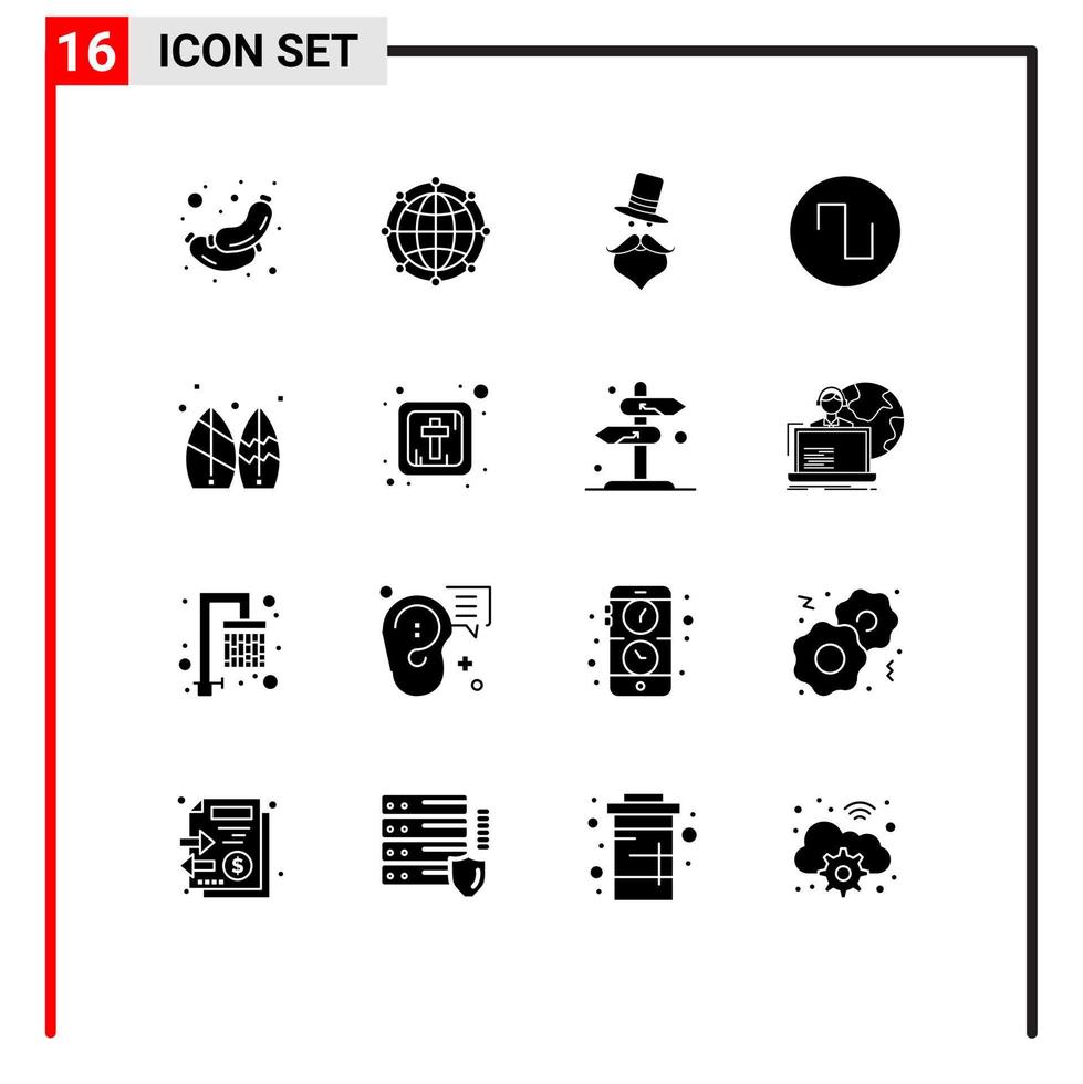 Modern Set of 16 Solid Glyphs Pictograph of board square technology sound santa clause Editable Vector Design Elements
