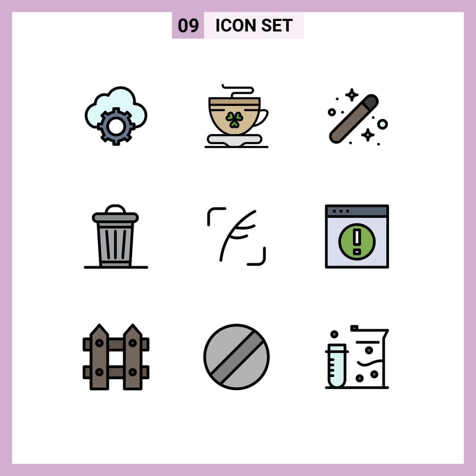9 Universal Filledline Flat Colors Set for Web and Mobile Applications tree plant ireland environment graphic Editable Vector Design Elements