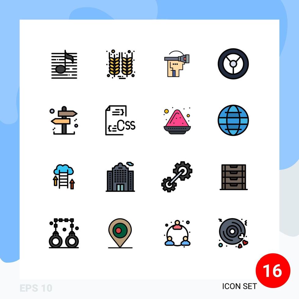 conjunto de 16 iconos modernos de la interfaz de usuario signos de símbolos para la tecnología de mecánica de trigo comercial de dirección elementos de diseño de vectores creativos editables