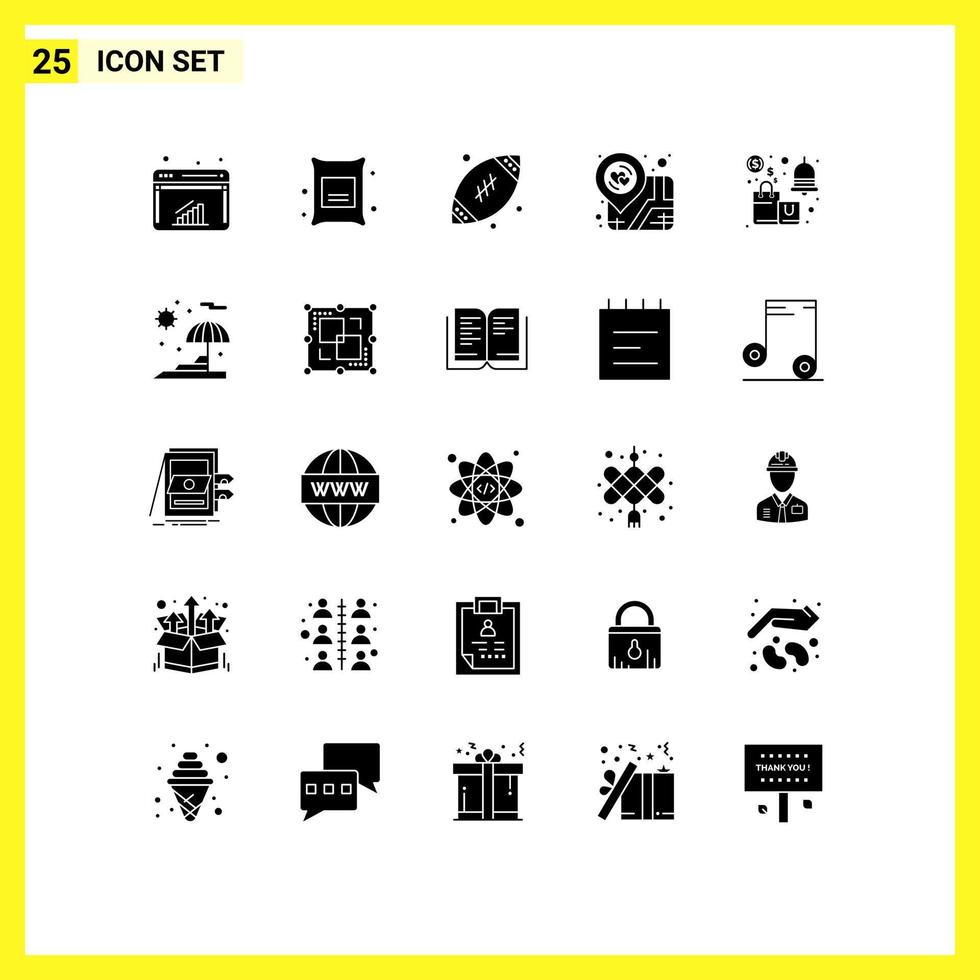 Set of 25 Modern UI Icons Symbols Signs for notification map dad place holder location Editable Vector Design Elements