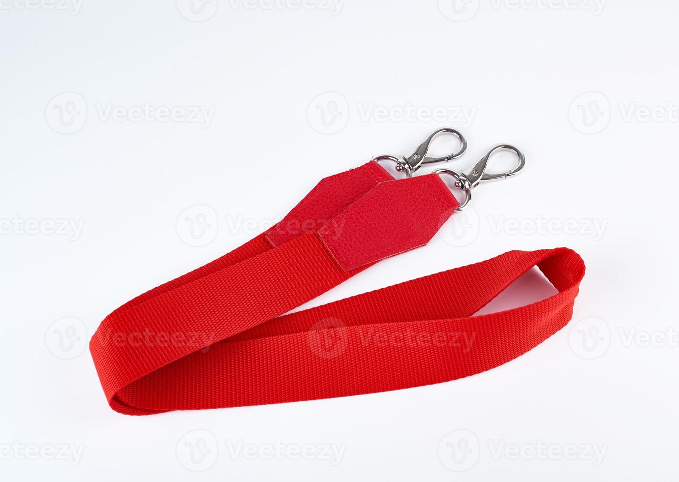 red textile handles with  clasps for a bag photo