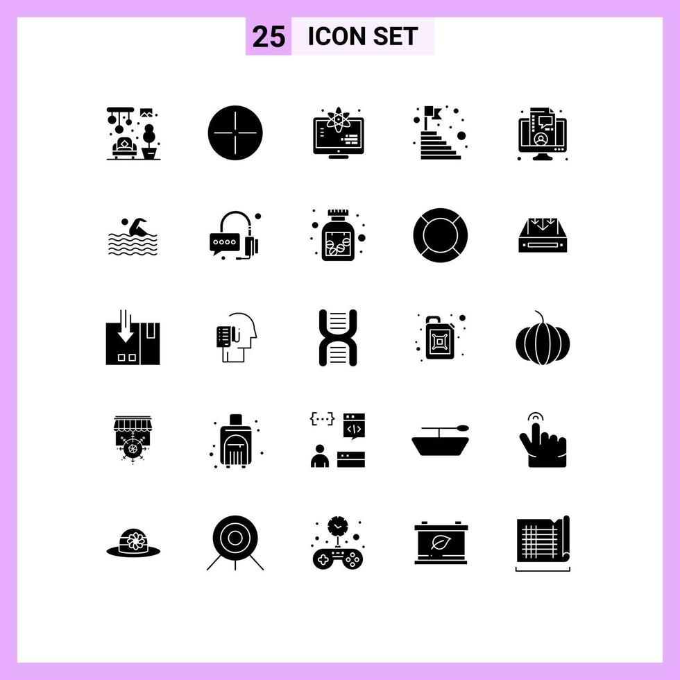 Universal Icon Symbols Group of 25 Modern Solid Glyphs of finance business science success mountain Editable Vector Design Elements