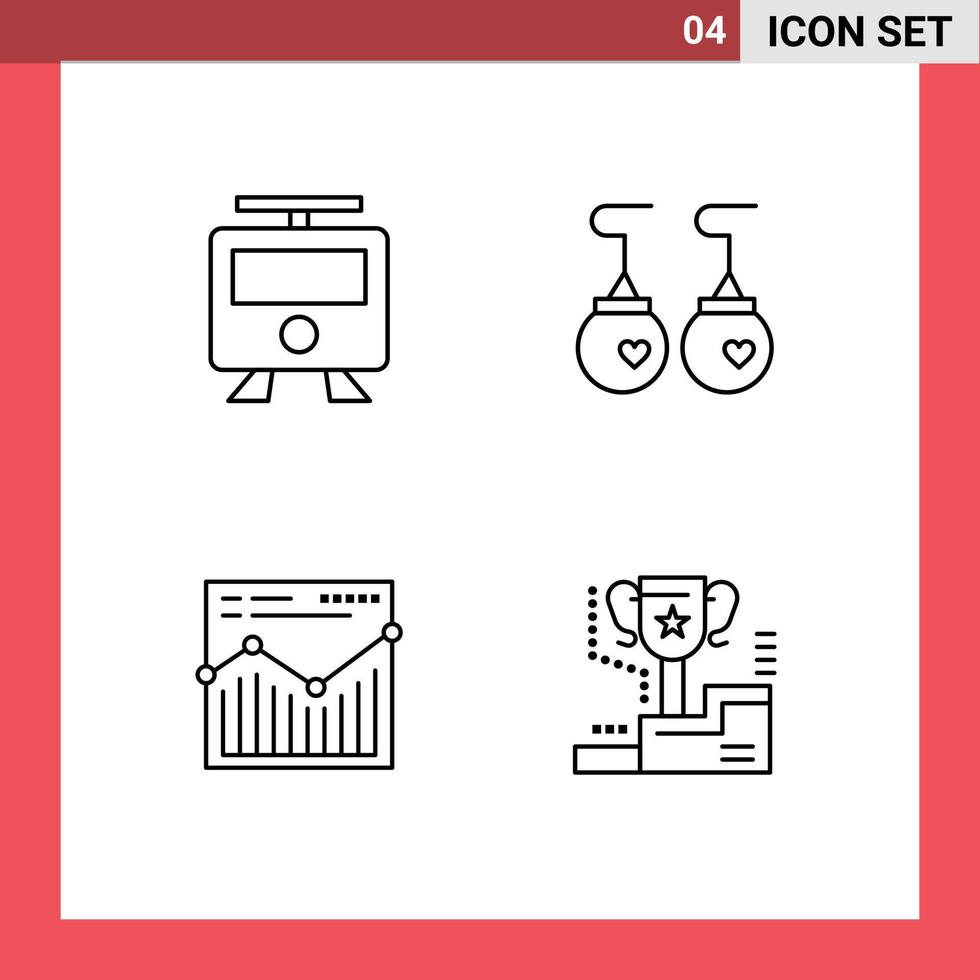 Modern Set of 4 Filledline Flat Colors and symbols such as maps web train clothing report Editable Vector Design Elements