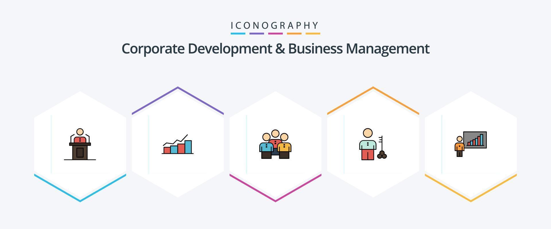 Corporate Development And Business Management 25 FilledLine icon pack
