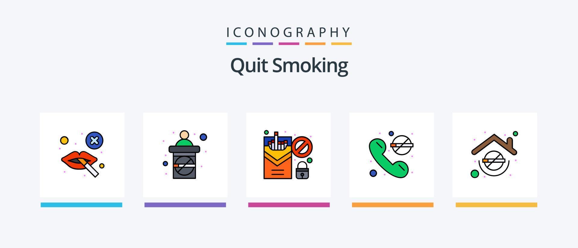 Quit Smoking Line Filled 5 Icon Pack Including sign. healthcare. car. conference. smoking. Creative Icons Design vector