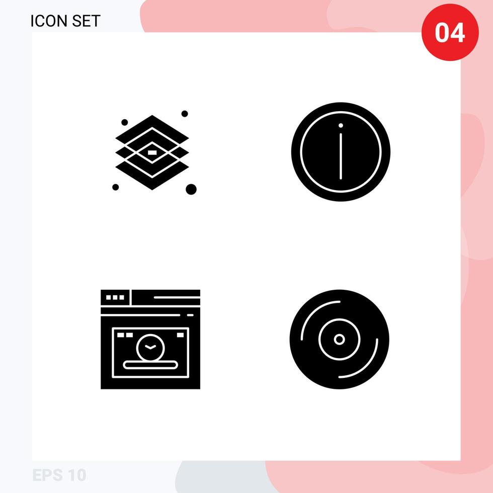 4 Universal Solid Glyph Signs Symbols of creative information layer faq page Editable Vector Design Elements