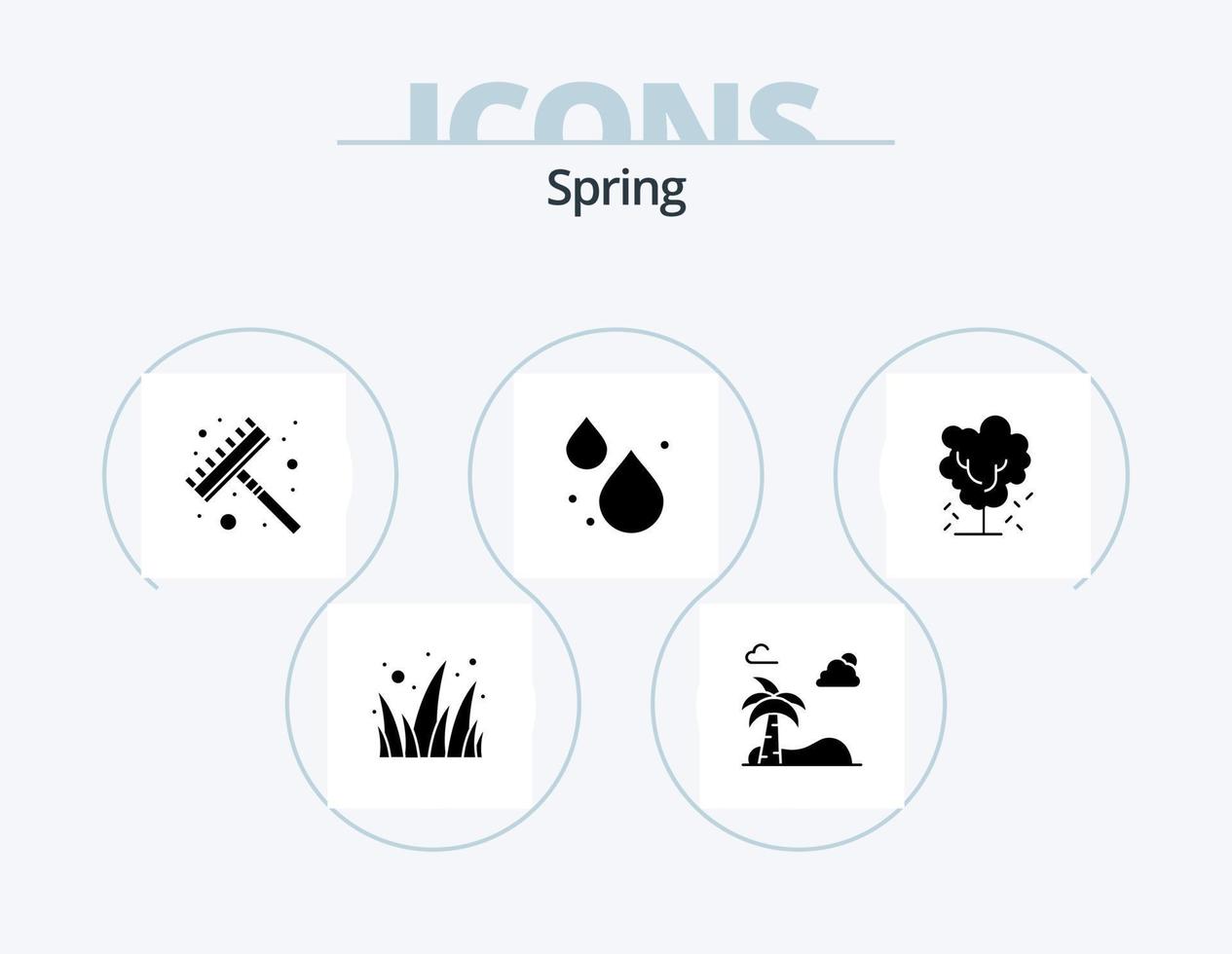 Spring Glyph Icon Pack 5 Icon Design. nature. apple. rake. tree. droop vector