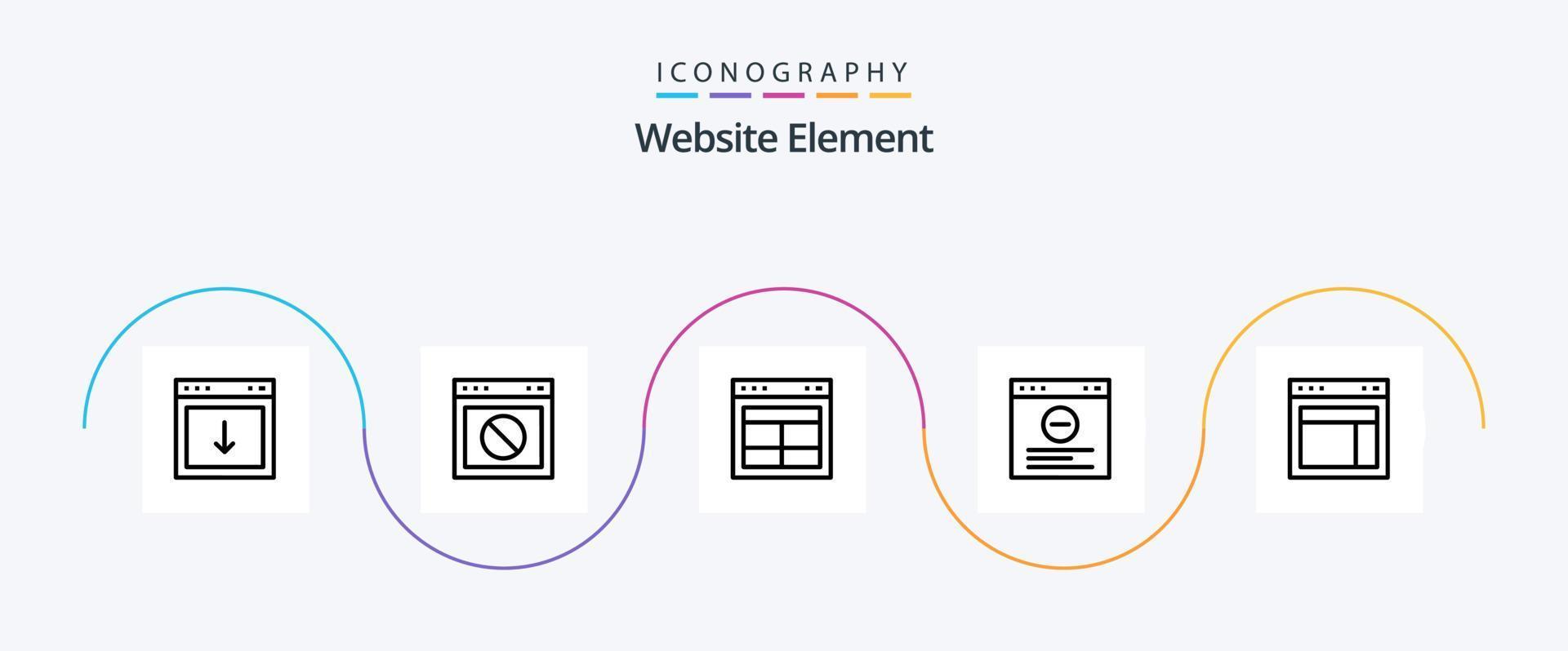 Website Element Line 5 Icon Pack Including website. browser. web. website. layout vector