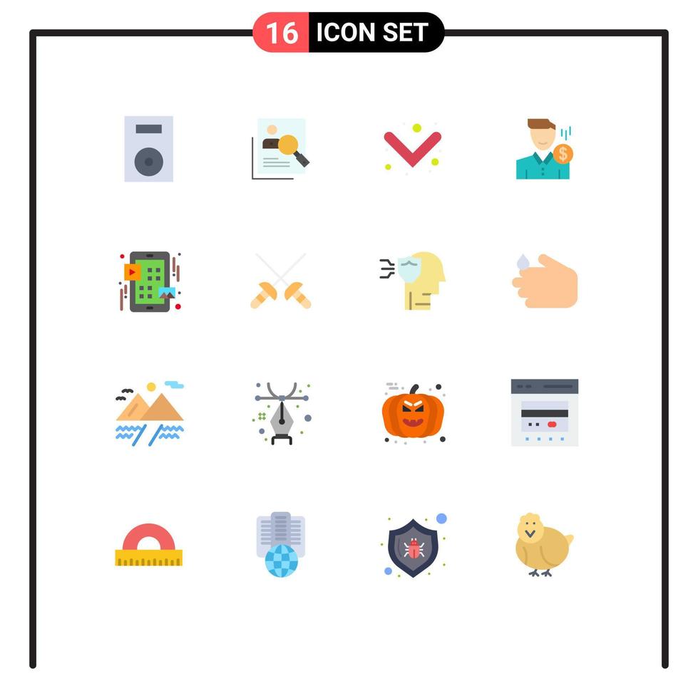 Stock Vector Icon Pack of 16 Line Signs and Symbols for fee full hunting down search Editable Pack of Creative Vector Design Elements