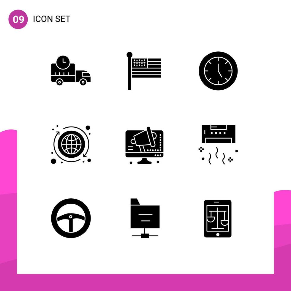 Modern Set of 9 Solid Glyphs and symbols such as business exchange clock economy technology Editable Vector Design Elements