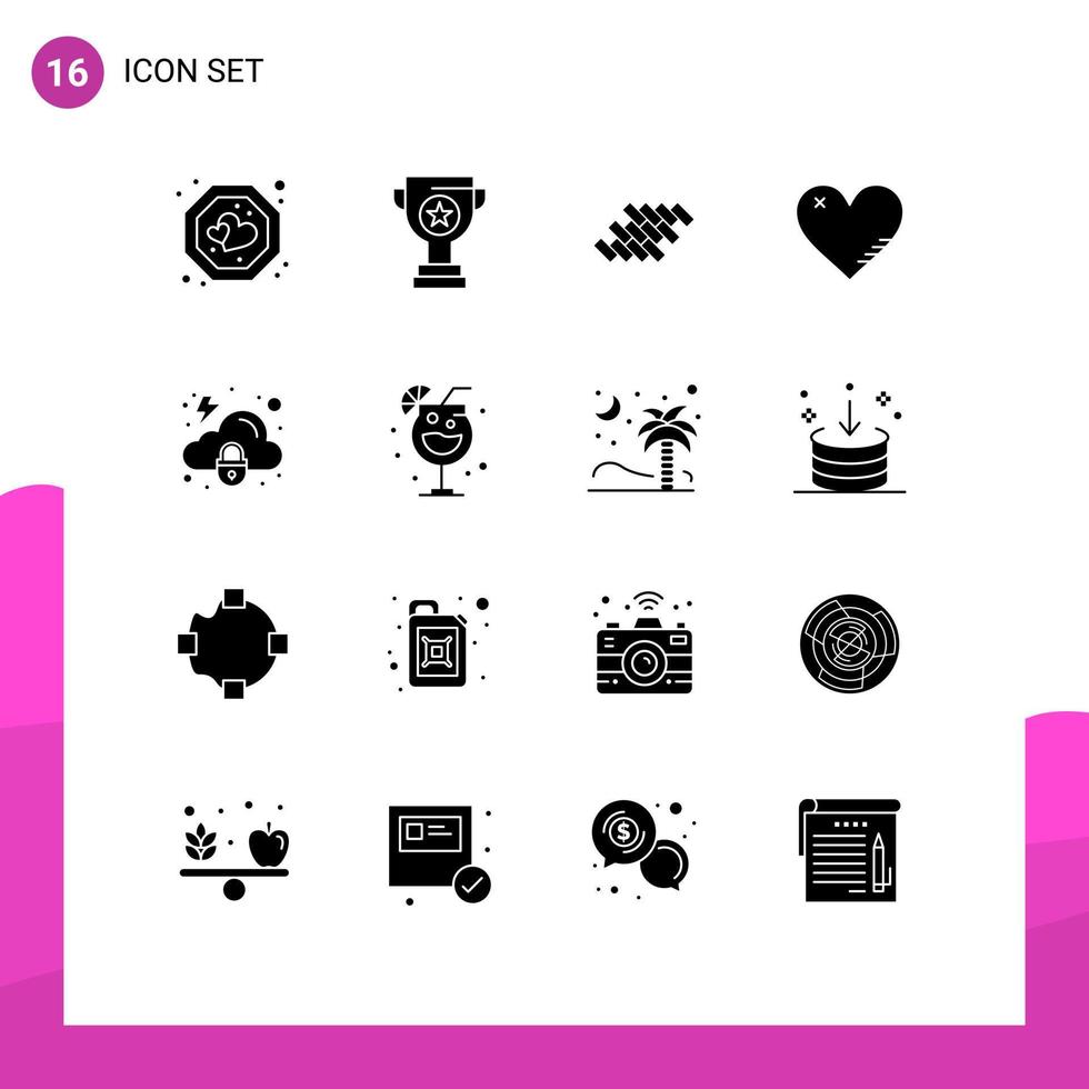 paquete de iconos vectoriales de 16 líneas y símbolos para informes como ladrillos amor construcción elementos de diseño vectorial editables vector