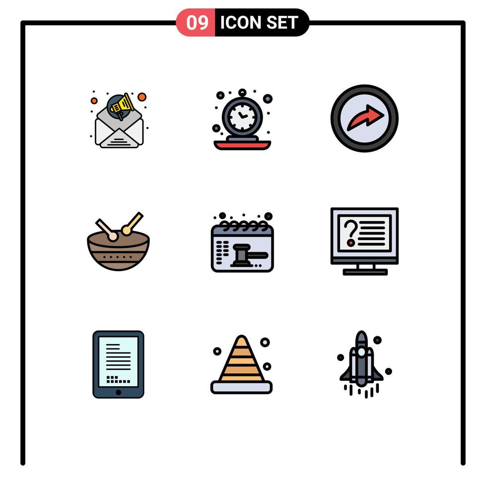 9 Filledline Flat Color concept for Websites Mobile and Apps date appointment export parade instrument Editable Vector Design Elements