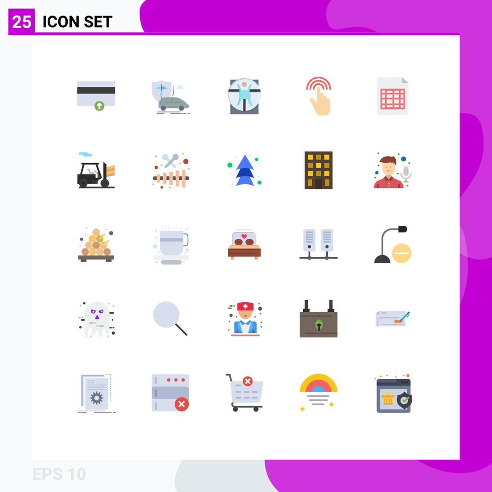 25 Thematic Vector Flat Colors and Editable Symbols of tap hand safety gestures scane Editable Vector Design Elements