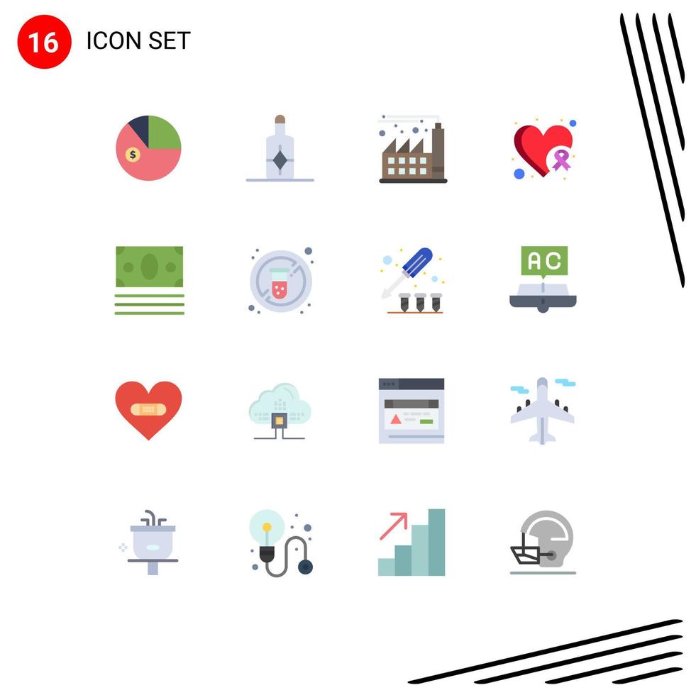 16 Universal Flat Colors Set for Web and Mobile Applications shopping money factory ecommerce heart Editable Pack of Creative Vector Design Elements