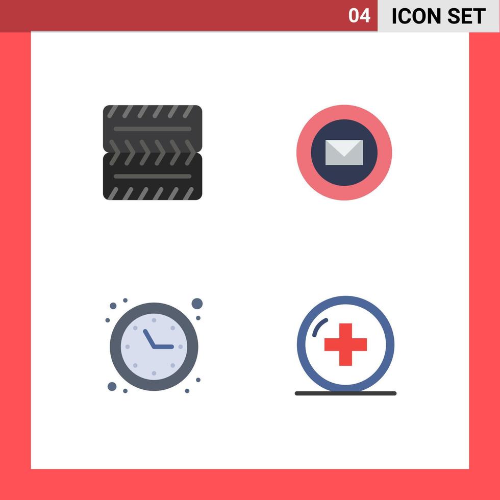 Pack of 4 creative Flat Icons of wheel time optimization ribbon clock hospital Editable Vector Design Elements