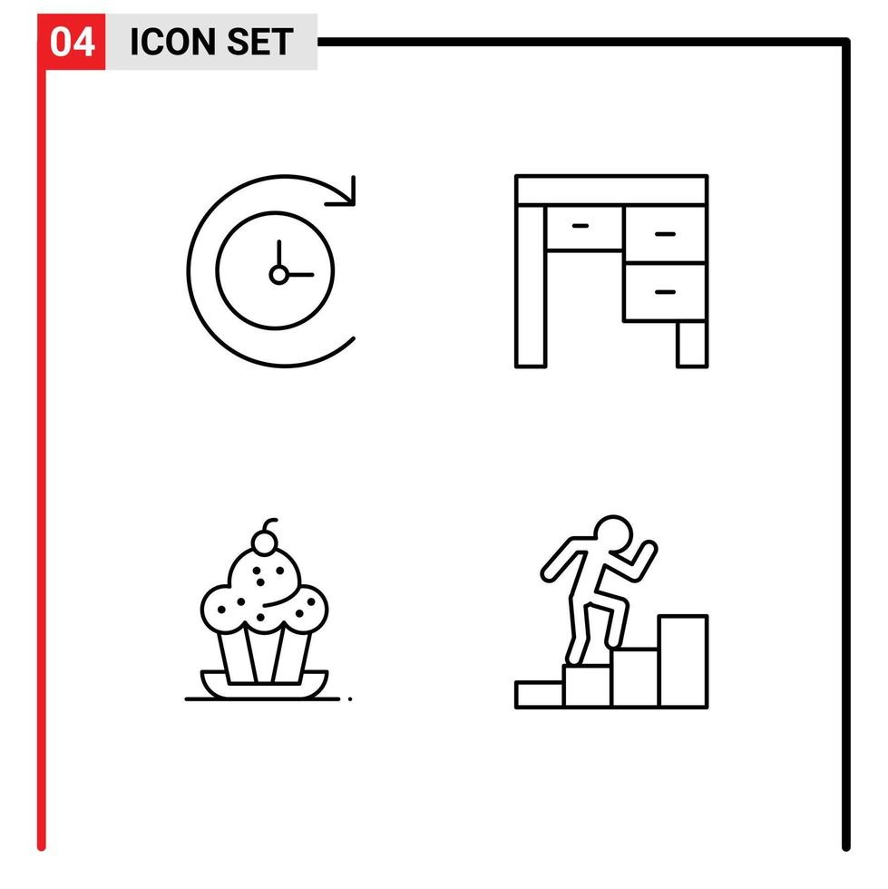 4 Thematic Vector Filledline Flat Colors and Editable Symbols of backup sweet desk cake career Editable Vector Design Elements