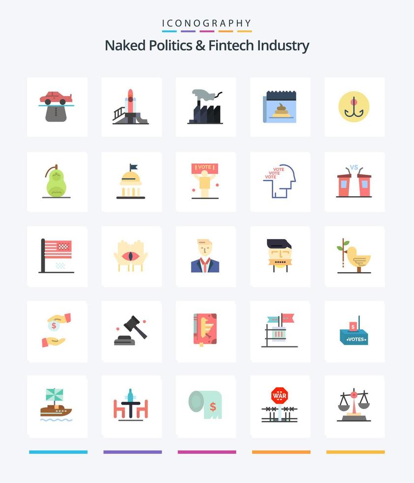 Creative Naked Politics And Fintech Industry 25 Flat icon pack  Such As hoax. advertising. playground. lobbying. domination vector