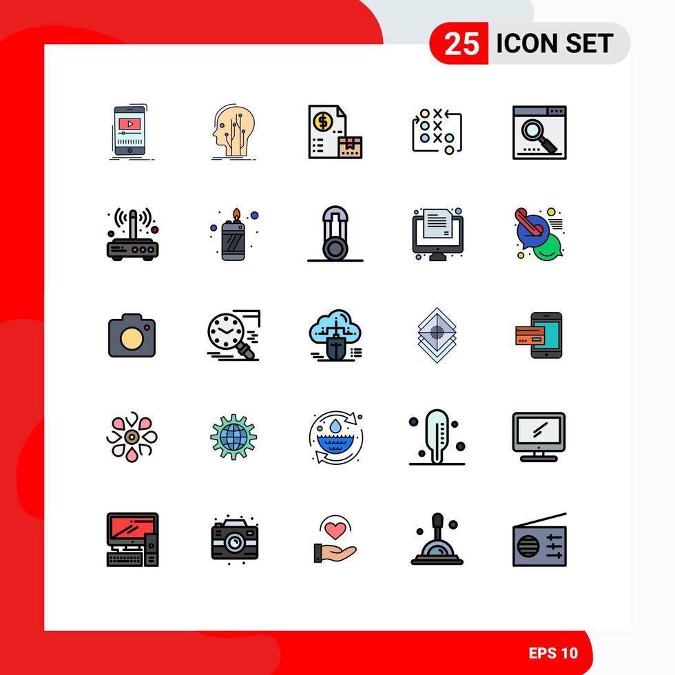 25 iconos creativos signos y símbolos modernos de estrategia juego conocimiento pago mercado elementos de diseño vectorial editables vector