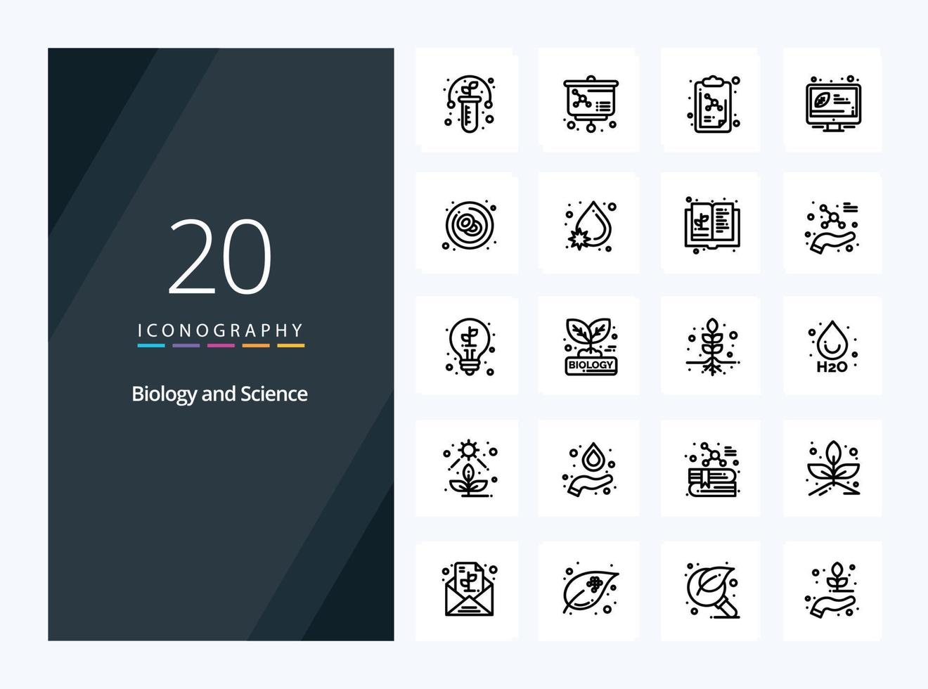 20 Biology Outline icon for presentation vector