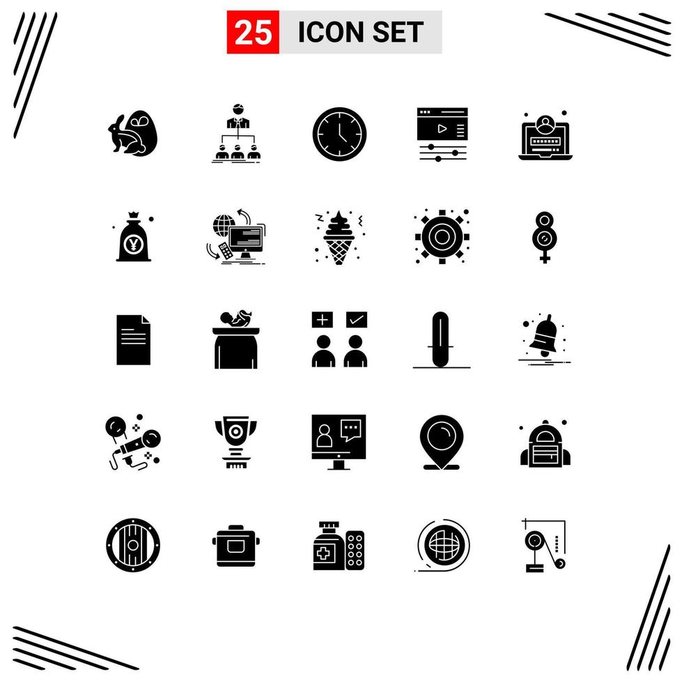 paquete de iconos vectoriales de stock de 25 signos y símbolos de línea para el desarrollo de elementos de diseño vectorial editables web de la página de la empresa de vídeo vector