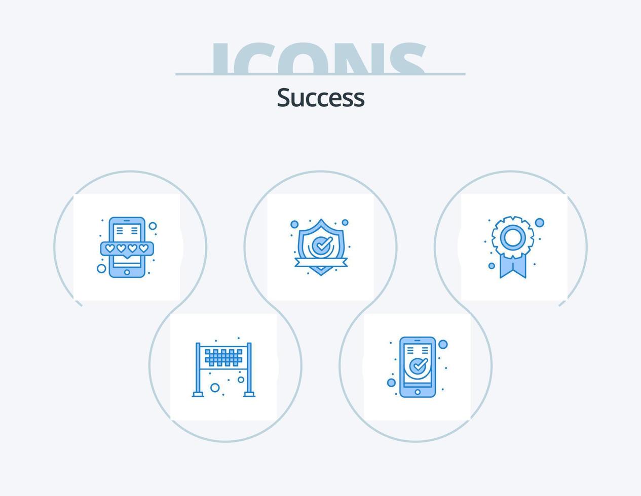 Sucess Blue Icon Pack 5 Icon Design. shield. guard. mobile. checked. review vector