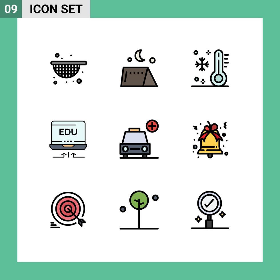 Modern Set of 9 Filledline Flat Colors and symbols such as plus education low arrow laptop Editable Vector Design Elements