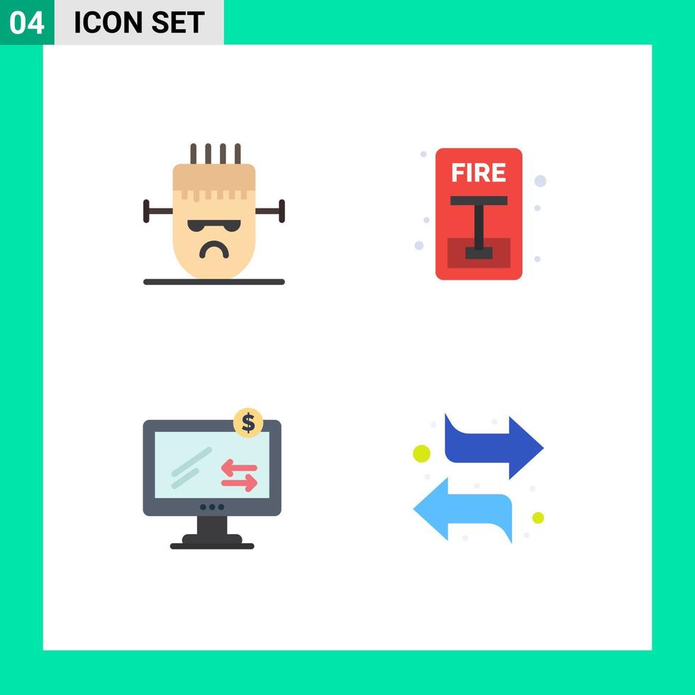 4 Thematic Vector Flat Icons and Editable Symbols of frankenstein monitor mask evacuate shopping Editable Vector Design Elements