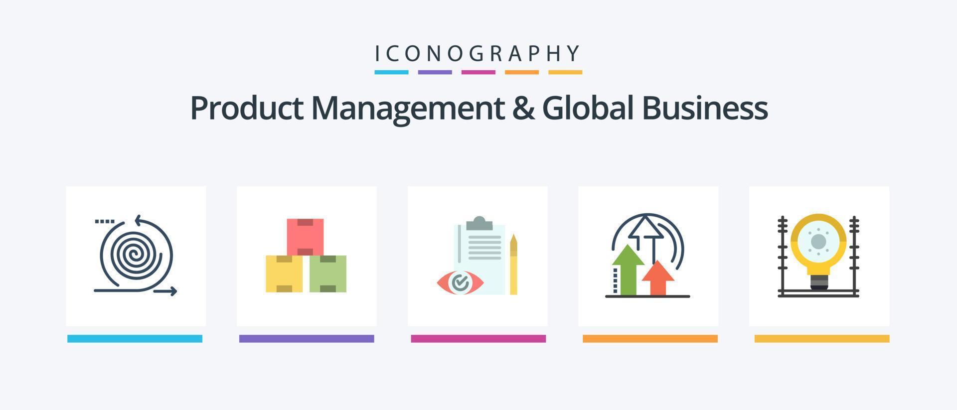 Product Managment And Global Business Flat 5 Icon Pack Including product. method. stock. management. control. Creative Icons Design vector
