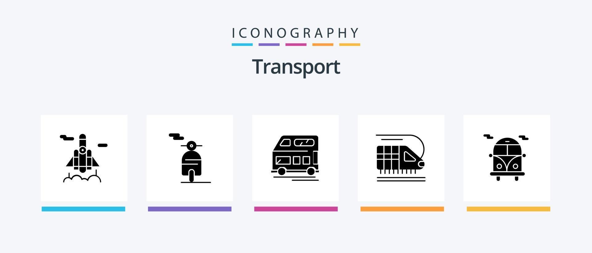 paquete de iconos de glifo 5 de transporte que incluye . transporte público. transporte. autobús público. transporte. diseño de iconos creativos vector