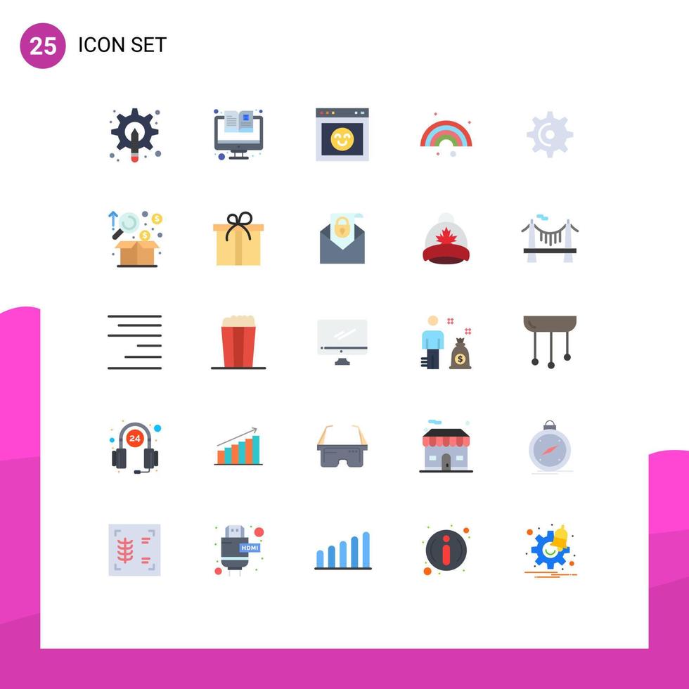 Universal Icon Symbols Group of 25 Modern Flat Colors of wheel line online forecast website Editable Vector Design Elements