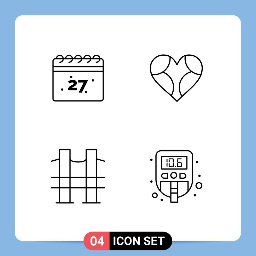 Set of 4 Commercial Filledline Flat Colors pack for summer journey heart like road Editable Vector Design Elements