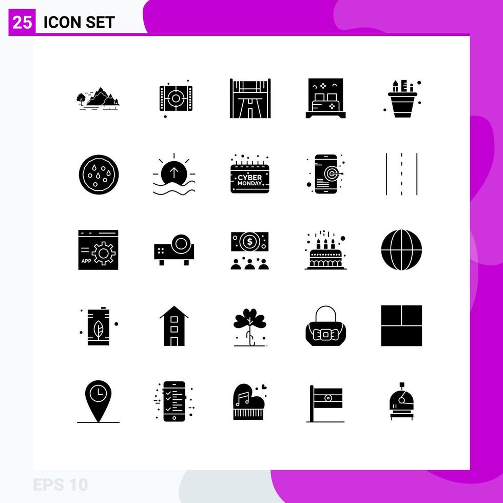 25 iconos creativos, signos y símbolos modernos de la habitación de negocios, pintar la carretera del hotel, elementos de diseño vectorial editables vector