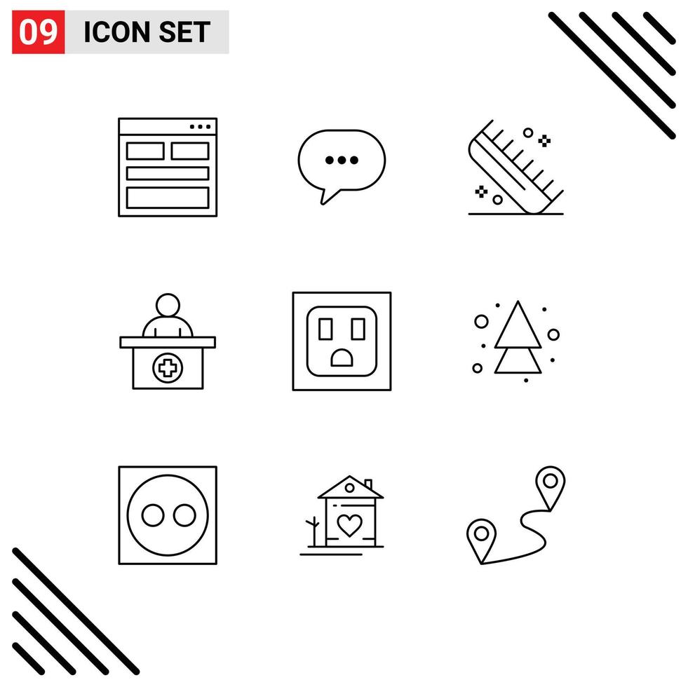9 Universal Outlines Set for Web and Mobile Applications medical appointment reception bubble hospital hairdressing Editable Vector Design Elements