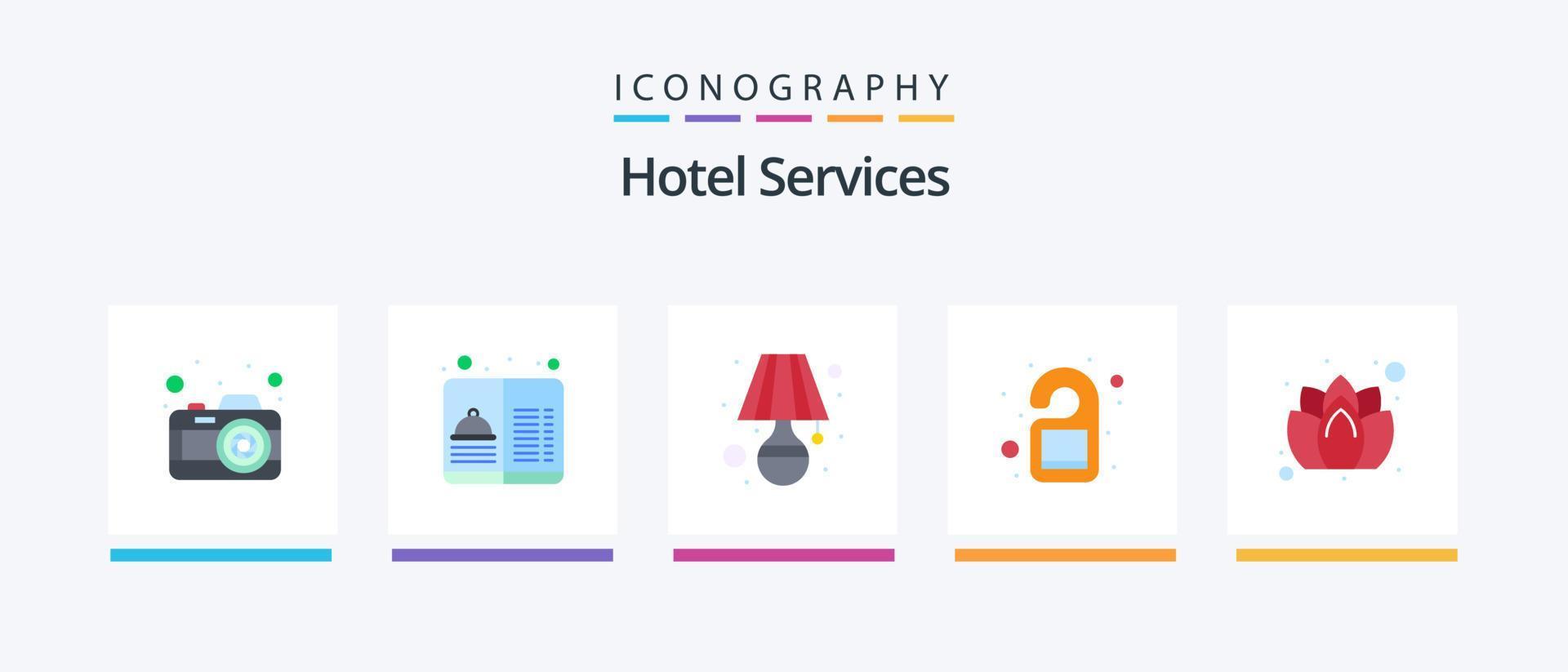 Paquete de 5 iconos de servicios de hotel que incluye jabón. percha. luz. mando. puerta. diseño de iconos creativos vector