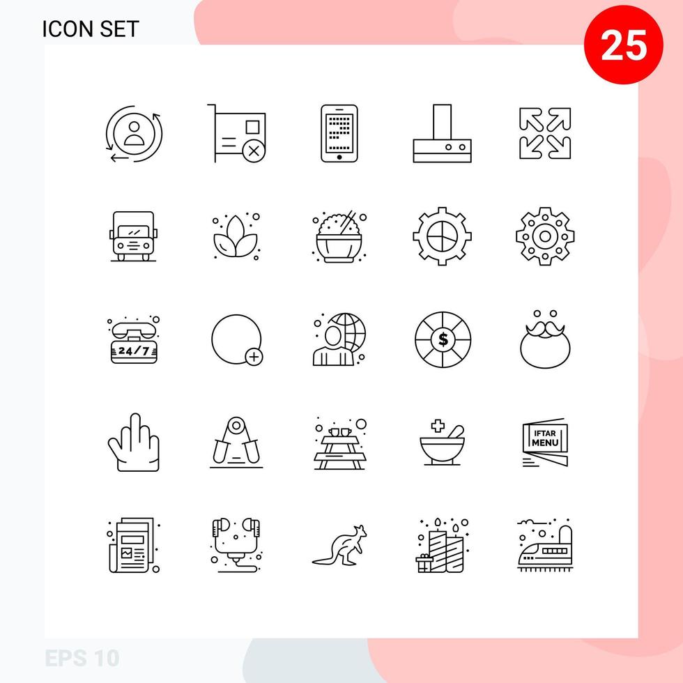 25 Thematic Vector Lines and Editable Symbols of move arrow mobile kitchen extractor Editable Vector Design Elements