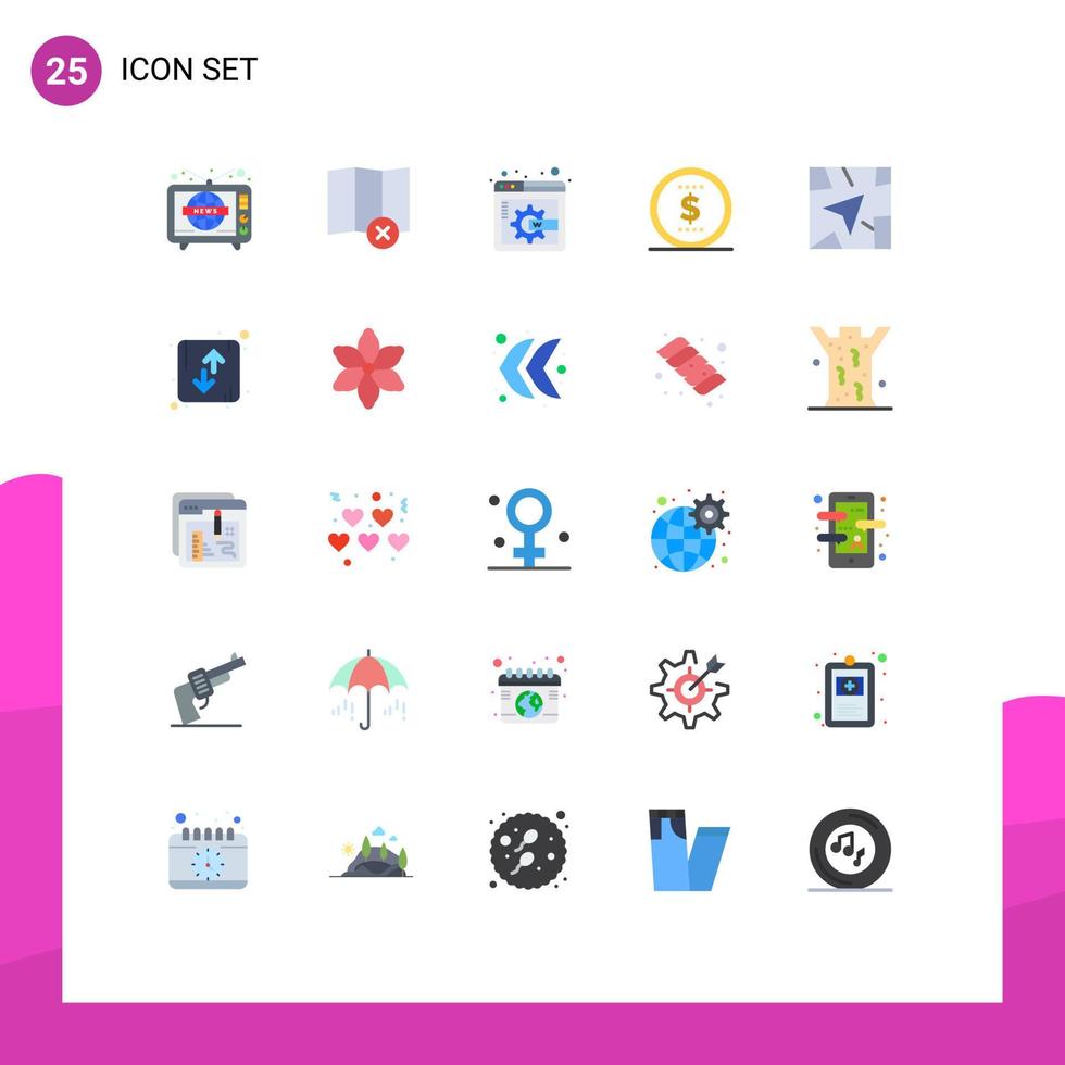 25 Flat Color concept for Websites Mobile and Apps down arrow web page route gps Editable Vector Design Elements