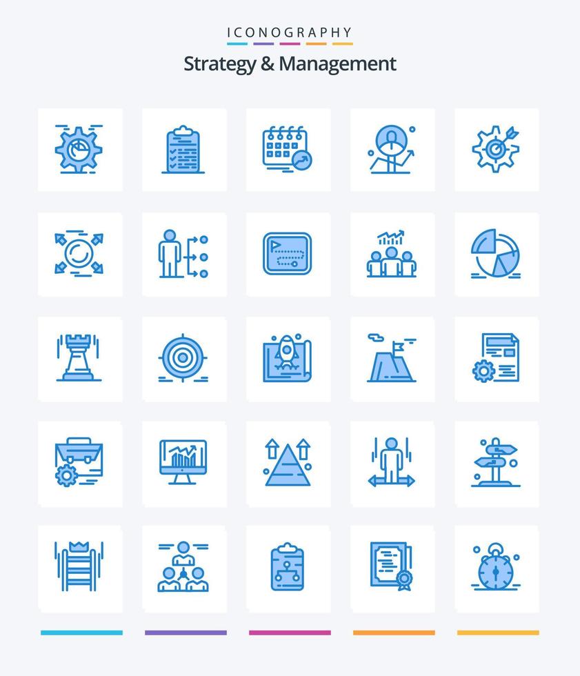 Creative Strategy And Management 25 Blue icon pack  Such As chart. user. document. arrow. date vector