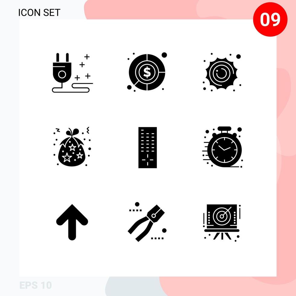 9 Universal Solid Glyphs Set for Web and Mobile Applications tv control planet holidays christmas Editable Vector Design Elements