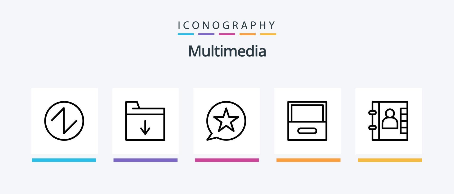 paquete de iconos de línea multimedia 5 que incluye . servidor. ola. multimedia. nube. diseño de iconos creativos vector