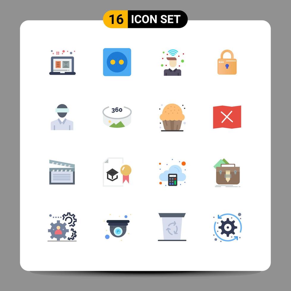 16 Universal Flat Colors Set for Web and Mobile Applications glasses loucked desk computing wifi Editable Pack of Creative Vector Design Elements
