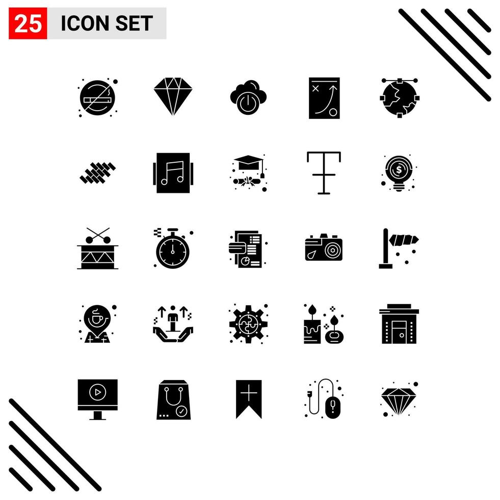 Set of 25 Commercial Solid Glyphs pack for design tactic power strategy office Editable Vector Design Elements