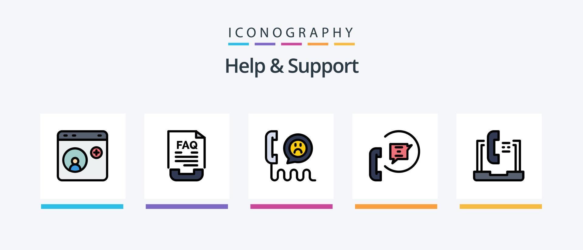 Help And Support Line Filled 5 Icon Pack Including contact. call. email. support. help. Creative Icons Design vector