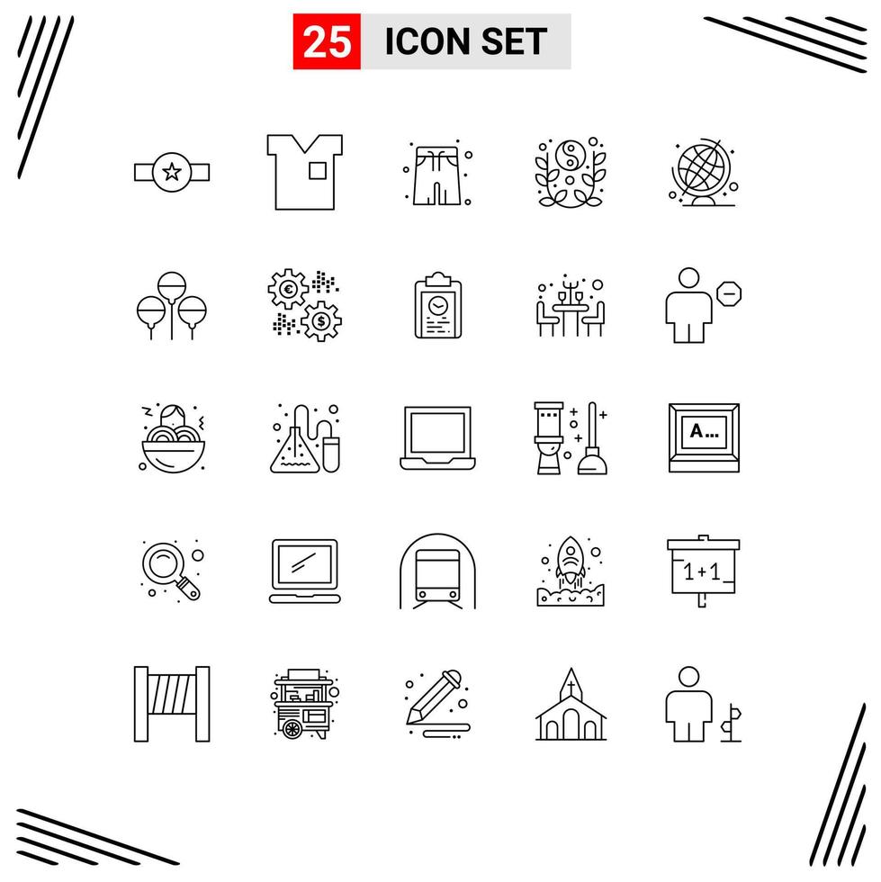 Modern Set of 25 Lines and symbols such as celebrate year shirt new park Editable Vector Design Elements