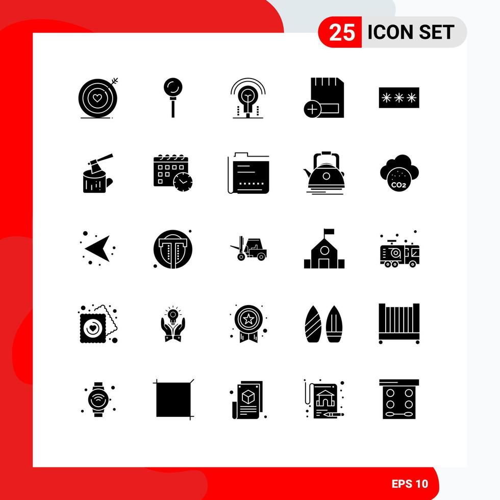 25 Universal Solid Glyphs Set for Web and Mobile Applications code devices bulb computers add Editable Vector Design Elements