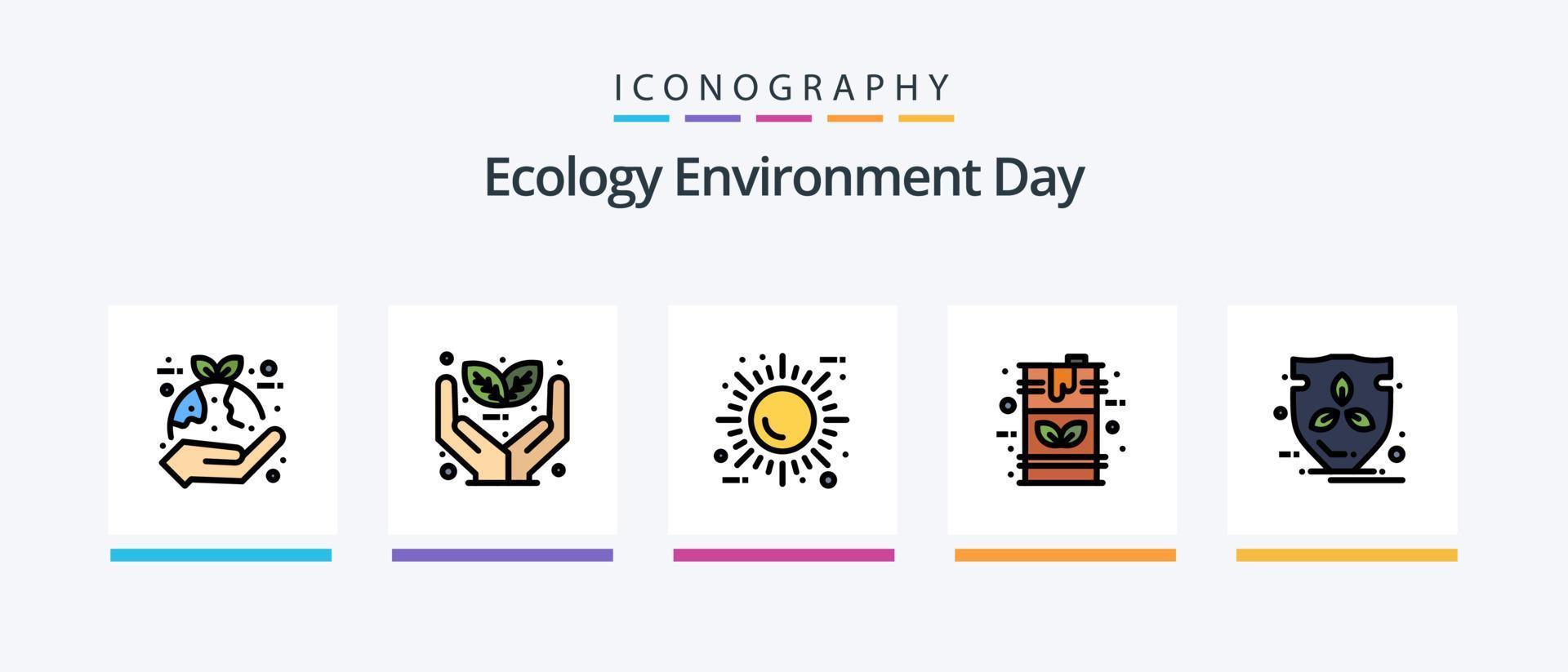 la línea ecológica llenó el paquete de 5 íconos que incluye bio. Mundo Verde. planta. día de la Tierra. aceite. diseño de iconos creativos vector