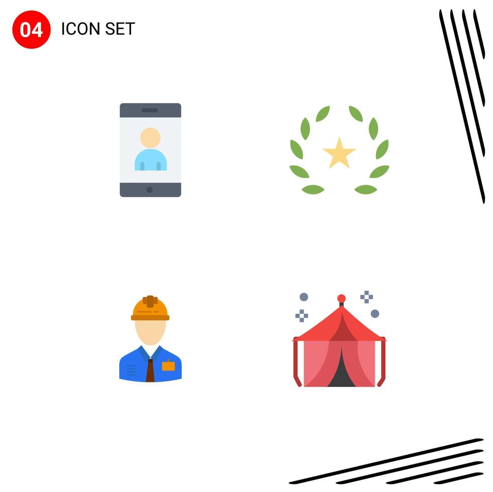 4 iconos creativos signos y símbolos modernos de películas de cine de construcción móvil elementos de diseño vectorial editables de trabajo vector