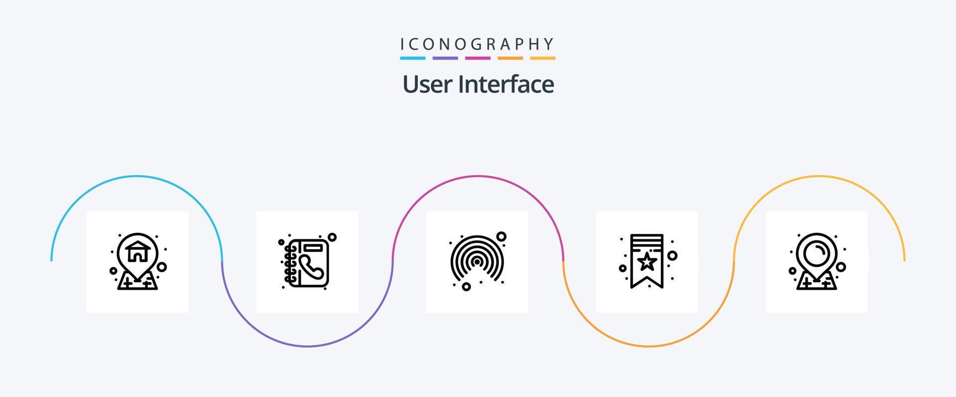 User Interface Line 5 Icon Pack Including . sticky. interface. map. tag vector